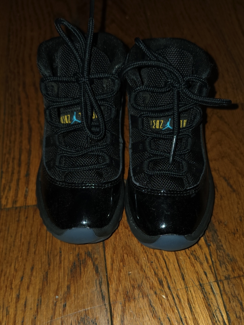 Jordan Little Kids' Black Sneakers with Blue and Gold Accents